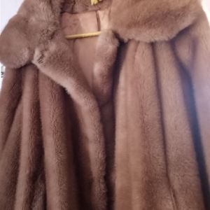 Tissavel Taupe/Tan Women's Fur Coat-Small-by Count
